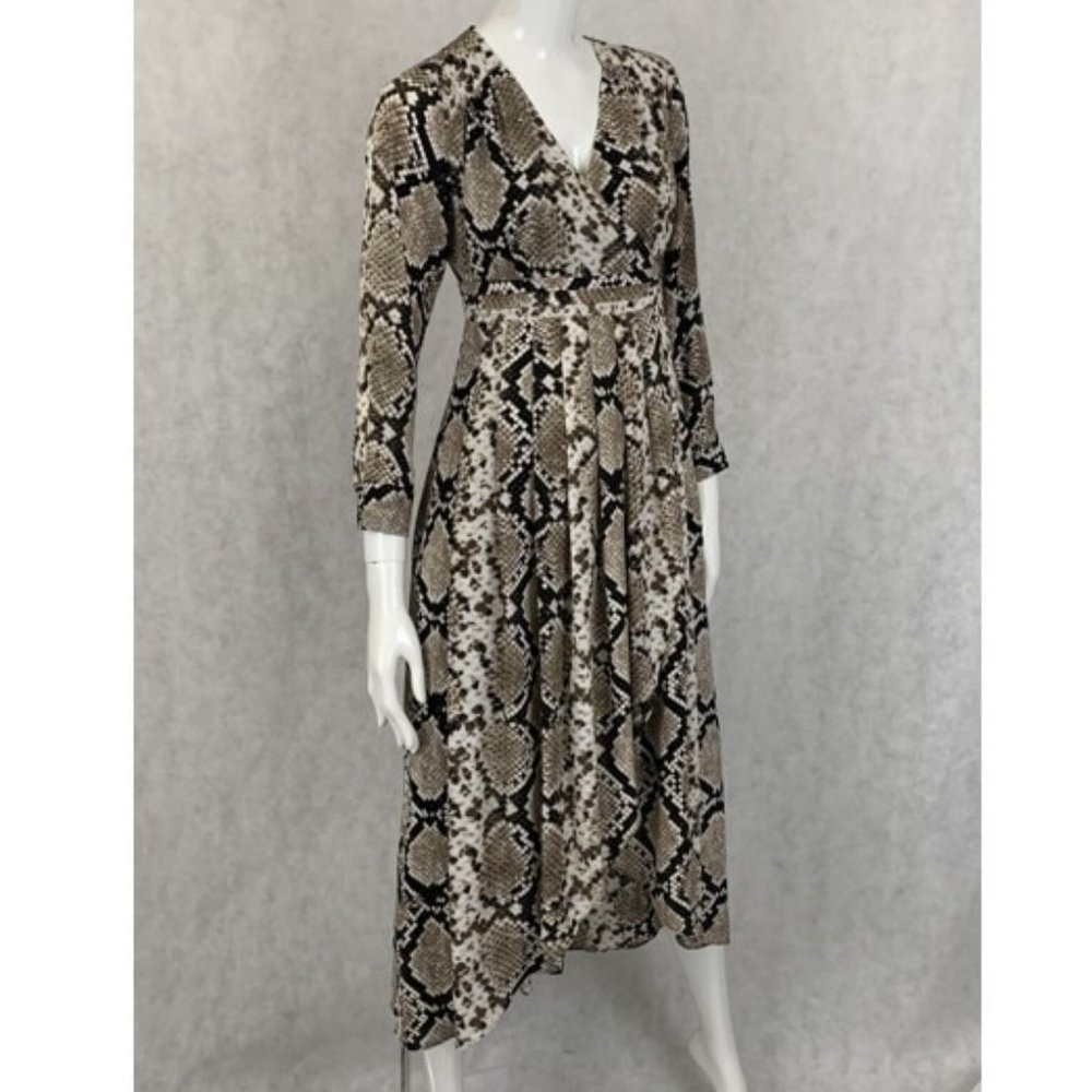 INC Snake Print Faux-Wrap Midi Dress Venom Beauty